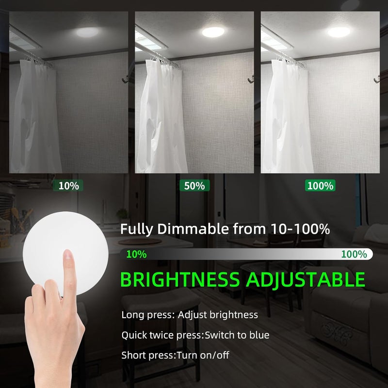 ULITECO RV Ceiling Light 12V, 4.5Inch RV Light Interior, Dimmable Puck Dome Lights for Motorhome Boat Trailer (Cool White 2Pack) - Image 3